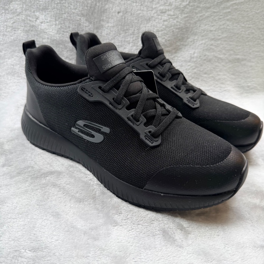 Skechers Work Squad SR Slip Resistant Black Shoes 77222 Womens 7.5 EH SRO